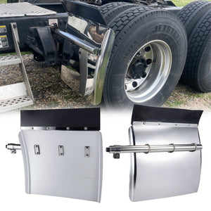 Quarter Fenders Set with Tube 24" x 24", Deluxe Stainless Steel, Triangle Bracket and Mounting Hardware Included, Right Left, Fit for Semi Truck