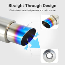 Laden Sie das Bild in den Galerie-Viewer, Exhaust Muffler Universal Stainless Steel Muffler Tip Straight-Through Performance for Cars Trucks, 2&quot; Inlet/3&quot; Outlet, Overall Length 15&quot;, Titanium Burnt Tip
