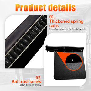 Mud Flap Hanger Set Carbon Steel Black Coated Finish, 30" Length Rear Bar for Semi Trucks, 1-1/8" - 2.5" Bolt Spacing Spring Loaded Straight Mud, Black