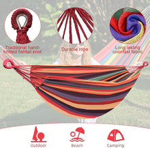 Laden Sie das Bild in den Galerie-Viewer, Double Hammock Comfortable with Stand for Hanging Sturdy 440lbs Capacity Hammock for Camping Outside Garden Outdoor Indoor Patio Backyard, Rainbow
