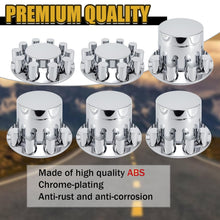Cargar imagen en el visor de la galería, ABS Chrome Plastic Front and Rear Axle Cover Kits with 33mm Thread-on Flange Nut Covers for Semi Trucks in Pairs (Flat Top, 2+4 Set)
