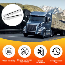 Laden Sie das Bild in den Galerie-Viewer, Stainless Steel Straight Spring Loaded Mud Flap Hanger Set 2-1/2&quot; Bolt Spacing 30&quot; Length for Semi Trucks, 2 Pcs, Silver
