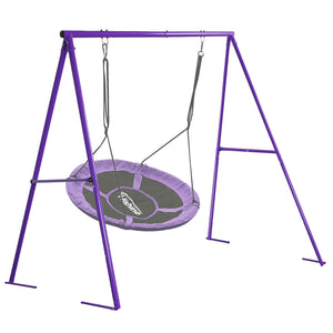 Hishine Swing Stand for Porch Outdoor Heavy Duty Swing Frame, Full Steel Metal Frame with 4 Ground Pegs, 71" Height Holds Up to 550lbs (Swing NOT Included)