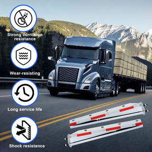 Mud Flap Hanger Set Carbon Steel Chromed Finish, 30" Length Rear Bar for Semi Trucks, 1-1/8" - 2.5" Bolt Spacing Spring Loaded Straight Mud with Reflective Tapes