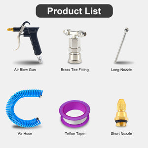 Air Blow Gun Kit, Heavy Duty Air Seat Blow Gun Kit for Semi Truck with 16ft Long Pneumatic Pu Hose, Blue