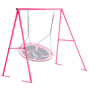 Hishine Swing Stand for Porch Outdoor Heavy Duty Swing Frame, Full Steel Metal Frame with 4 Ground Pegs, 71" Height Holds Up to 550lbs (Swing NOT Included)