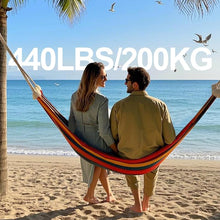 Laden Sie das Bild in den Galerie-Viewer, Double Hammock Comfortable for Hanging Sturdy 440lbs Capacity Hammock for Camping Outside Garden Outdoor Indoor Patio Backyard, Rainbow
