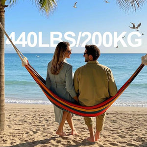 Double Hammock Comfortable for Hanging Sturdy 440lbs Capacity Hammock for Camping Outside Garden Outdoor Indoor Patio Backyard, Rainbow