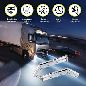 Stainless Steel Angled Spring Loaded Mud Flap Hanger Bracket Mudflap Holder Set, 28" Length Rear Bar for Semi Trucks, 1-1/8" Bolt Spacing Mud, Silver