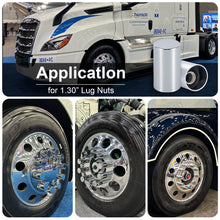 Load image into Gallery viewer, 33mm Lug Nut Covers Screw On, 33mm x 3 1/2 inch Chrome ABS Plastic Cylinder Nut Covers Thread On Lug Nut Covers Kits for Semi Trucks Trailers, 20/40/60 Pack
