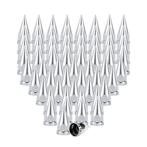 33mm x 4 3/4" Chromed Spike Lug Nuts Covers Thread-On,ABS Chrome Plastic Caps Pointed Screw On Lug Nut Cover for Semi Trucks, Pack of 20/40/60 PCS
