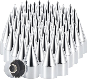 33mm x 4 1/4" Chromed Spike Lug Nuts Covers Thread-On,ABS Chrome Plastic Caps Pointed Screw On Lug Nut Cover for Semi Trucks, Pack of 20/40/60 PCS