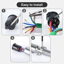 Cargar imagen en el visor de la galería, Round Trailer Connector with Cable Guard Zinc Die-Cast for Semi Truck Tractor Trailer

