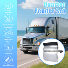 Load image into Gallery viewer, Quarter Fenders Set with Tube 24&quot; x 24&quot;, Deluxe Stainless Steel, Triangle Bracket and Mounting Hardware Included, Right Left, Fit for Semi Truck
