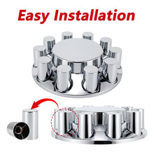 Load image into Gallery viewer, Front Axle Cover Kits Chrome ABS Plastic with 33mm Thread-on Flange Nut Covers for Semi Trucks in Pairs, 2 Set
