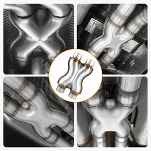 Exhaust X Pipe, Universal 2.25”/2.5“/3" Dual Inlet/Outlet Stainless Steel Crossover X Pipe 12" Long