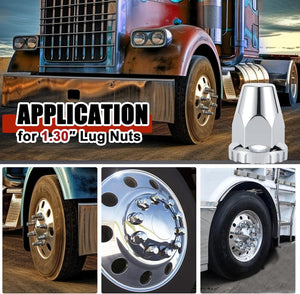 33mm x 2 7/8" Lug Nut Covers Push-On Standard, ABS Chrome Plastic Lug Nut Cover for Semi Trucks Trailers, 20/40/60 Pack
