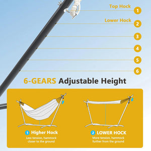 Double Hammock Comfortable with Stand for Hanging Sturdy 440lbs Capacity Hammock for Camping Outside Garden Outdoor Indoor Patio Backyard, Rainbow