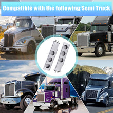 Load image into Gallery viewer, Stainless Steel Mud Flap Hanger Set with 3M Aluminum Reflective Tapes, 2.5" Bolt Spring, 2-1/2" Bolt Spacing 30" Length Rear Bar with Circle Light Cutouts, Loaded for Semi Trucks
