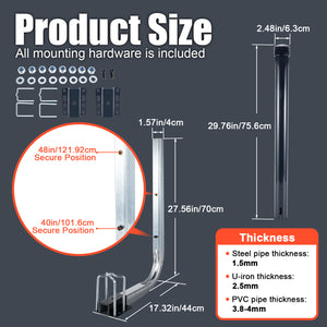 1 Pair of Boat Trailer Guide L Shaped, 40"-48" Adjustable Design Trailer Guide Ons Galvanized Steel for Boat, Fishing Boat, Sailboat Trailer, Silver