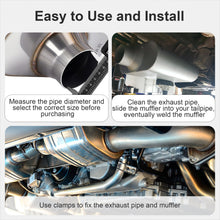 Laden Sie das Bild in den Galerie-Viewer, Universal Muffler Single 409 Stainless Steel Performance Muffler for Cars Trucks, 2.5&quot; Inlet/Outlet/3&quot; Inlet/Outlet, Overall Length 17&quot;
