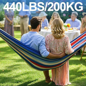 Double Hammock Comfortable for Hanging Sturdy 440lbs Capacity Hammock for Camping Outside Garden Outdoor Indoor Patio Backyard, Blue