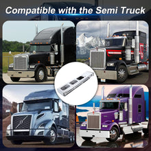 Laden Sie das Bild in den Galerie-Viewer, Stainless Steel Mud Flap Hanger Set with Rectangle Light Cutouts 2-1/2&quot; Bolt Spacing 30&quot; Length Rear Bar for Semi Trucks, 2.5&quot; Bolt Spring Loaded with Aluminum Reflective Tapes
