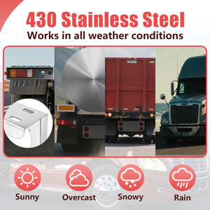 Tail Light Panel Stainless Steel with Four 4.51" Light Round Cutouts Rear Light Panel for Semi Truck