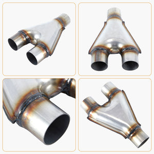 Exhaust Y Pipe, Universal Stainless Steel Y Pipe 10" Long