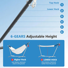 Laden Sie das Bild in den Galerie-Viewer, Double Hammock Comfortable with Stand for Hanging Sturdy 440lbs Capacity Hammock for Camping Outside Garden Outdoor Indoor Patio Backyard, Blue

