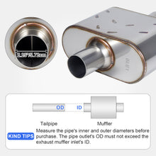 Laden Sie das Bild in den Galerie-Viewer, Universal Muffler Single Stainless Steel Performance Muffler for Cars Trucks, 2.25&quot; Inlet/Outlet/2&quot;Inlet/Outlet/2.5&quot;Inlet/Outlet/3&quot;Inlet/Outlet, Overall Length 13&quot;
