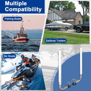 1 Pair of Boat Trailer Guide L Shaped, 40"-48" Adjustable Design Trailer Guide Ons Galvanized Steel for Boat, Fishing Boat, Sailboat Trailer, White and Silver