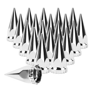 33mm x 4 3/4" Chromed Spike Lug Nuts Covers Push on,ABS Chrome Plastic Caps Pointed Push-on Lug Nut Cover for Semi Trucks Trailers, Pack of 20/40/60 PCS