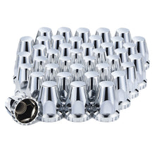 Load image into Gallery viewer, 33mm Lug Nut Covers Screw Onfor Semi Trucks, 33mm x 2-7/8 inch Chrome ABS Plastic Spike Covers 20 Pack Thread On Lug Nut Covers Kit, 20/40/60 PACK
