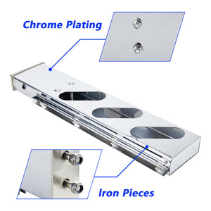 Stainless Steel Mud Flap Hanger Set 2-1/2" Bolt Spacing 30" Length Rear Bar with Light Cutouts for Semi Trucks, 2.5" Bolt Spring Loaded with Aluminum Reflective Tapes (Oval Light Cutouts)