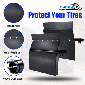 24"x24" Quarter Fenders for Semi Truck, Stainless Steel, Tube Bracket and Mounting Hardware Included, Right Left, Stainless Steel Quarter Fender Kit Set, 2PCS in pair (Poly - Black)