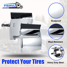 Load image into Gallery viewer, 24&quot; x 24&quot; Quarter Fenders for Semi Truck, 430 Stainless Steel, Triangle Bracket and Mounting Hardware Included, Right Left, Fit for Freightliner, Kenworth, Volvo, Peterbilt
