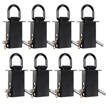 Laden Sie das Bild in den Galerie-Viewer, Heavy-Duty Trailer Stake Pocket D Rings with Anti-Loss Cord, Adjustable Stake Pocket Tie-Down Utility for Flatbed Trucks and Trailers, 4 Adjustable Holes, 4/8 Pack, Black/Silver
