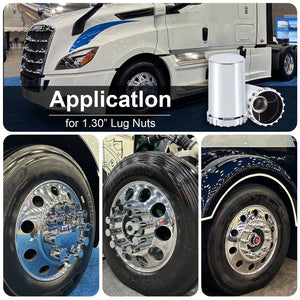 33mm Lug Nut Covers Screw On, 33mm x 3 1/2 inch Chrome ABS Plastic Cylinder Nut Covers Thread On Lug Nut Covers Kits for Semi Trucks Trailers, 20/40/60 Pack