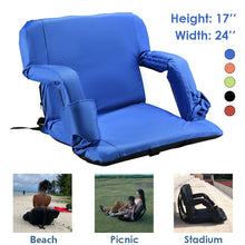 Load image into Gallery viewer, Stadium Seat for Bleacher &amp; Bench Portable Folding Chair with Padded Cushion Reclining Stadium Chair with Back Support, Shoulder Straps, Zipper Bag
