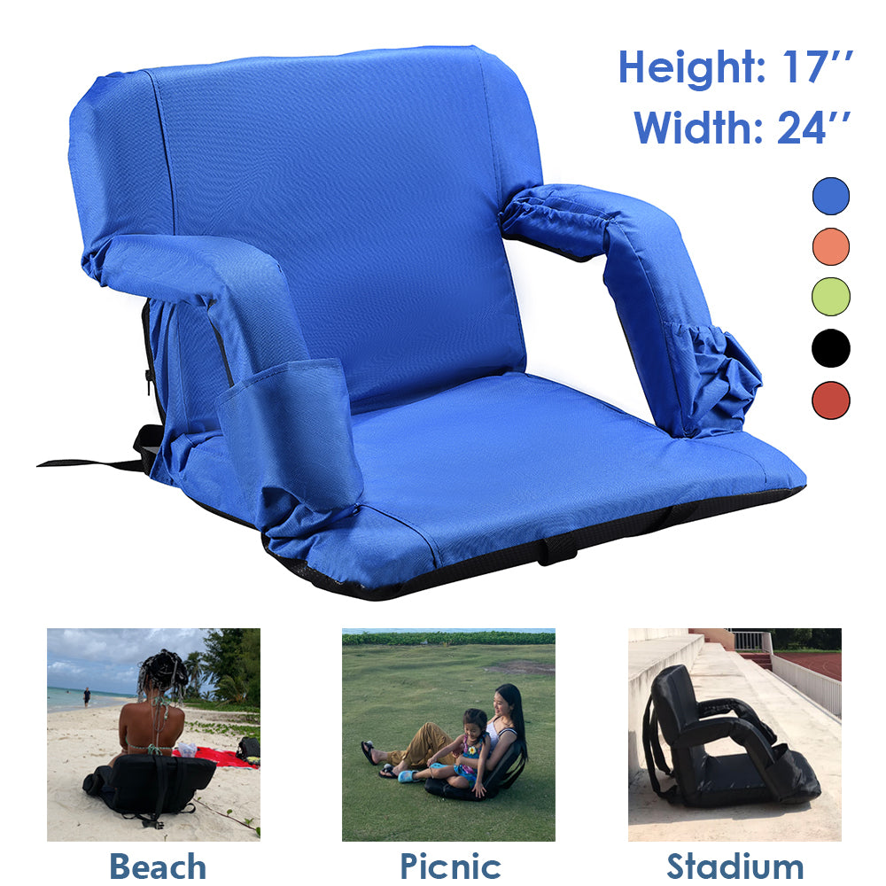 Stadium Seat for Bleacher & Bench Portable Folding Chair with Padded Cushion Reclining Stadium Chair with Back Support, Shoulder Straps, Zipper Bag