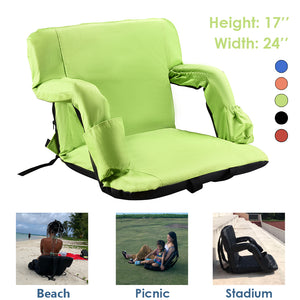 Stadium Seat for Bleacher & Bench Portable Folding Chair with Padded Cushion Reclining Stadium Chair with Back Support, Shoulder Straps, Zipper Bag