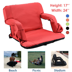 Stadium Seat for Bleacher & Bench Portable Folding Chair with Padded Cushion Reclining Stadium Chair with Back Support, Shoulder Straps, Zipper Bag