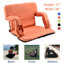Load image into Gallery viewer, Stadium Seat for Bleacher &amp; Bench Portable Folding Chair with Padded Cushion Reclining Stadium Chair with Back Support, Shoulder Straps, Zipper Bag
