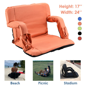 Stadium Seat for Bleacher & Bench Portable Folding Chair with Padded Cushion Reclining Stadium Chair with Back Support, Shoulder Straps, Zipper Bag