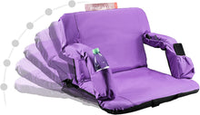 Load image into Gallery viewer, Stadium Seat for Bleacher &amp; Bench Portable Folding Chair with Padded Cushion Reclining Stadium Chair with Back Support, Shoulder Straps, Zipper Bag
