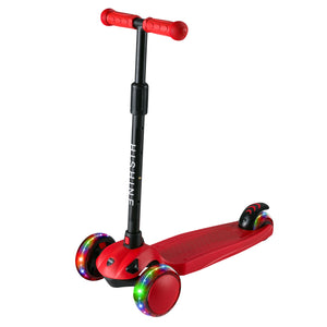 Hishine 3 Wheel Kick Scooter for Kids and Toddler, Light up Flashing Wheels, Wide Deck