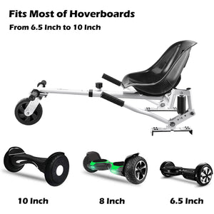 Hoverboard seat Attachment, Hoverboard go Kart for Adults & Kids, Accessories to Transform Hoverboard into go cart, Hover carts for self Balancing Scooter with Off-Road tire and Shock Absorber