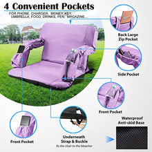 Load image into Gallery viewer, Stadium Seat for Bleacher &amp; Bench Portable Folding Chair with Padded Cushion Reclining Stadium Chair with Back Support, Shoulder Straps, Zipper Bag
