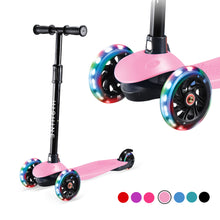 Load image into Gallery viewer, Hishine Kick Scooter for Kids with 3 Light up Wheels and Adjustable Height for 2-7 Years Old Ages Girls Boys Toddlers &amp; Children,Lean to Steer, 3-Wheeled Scooters
